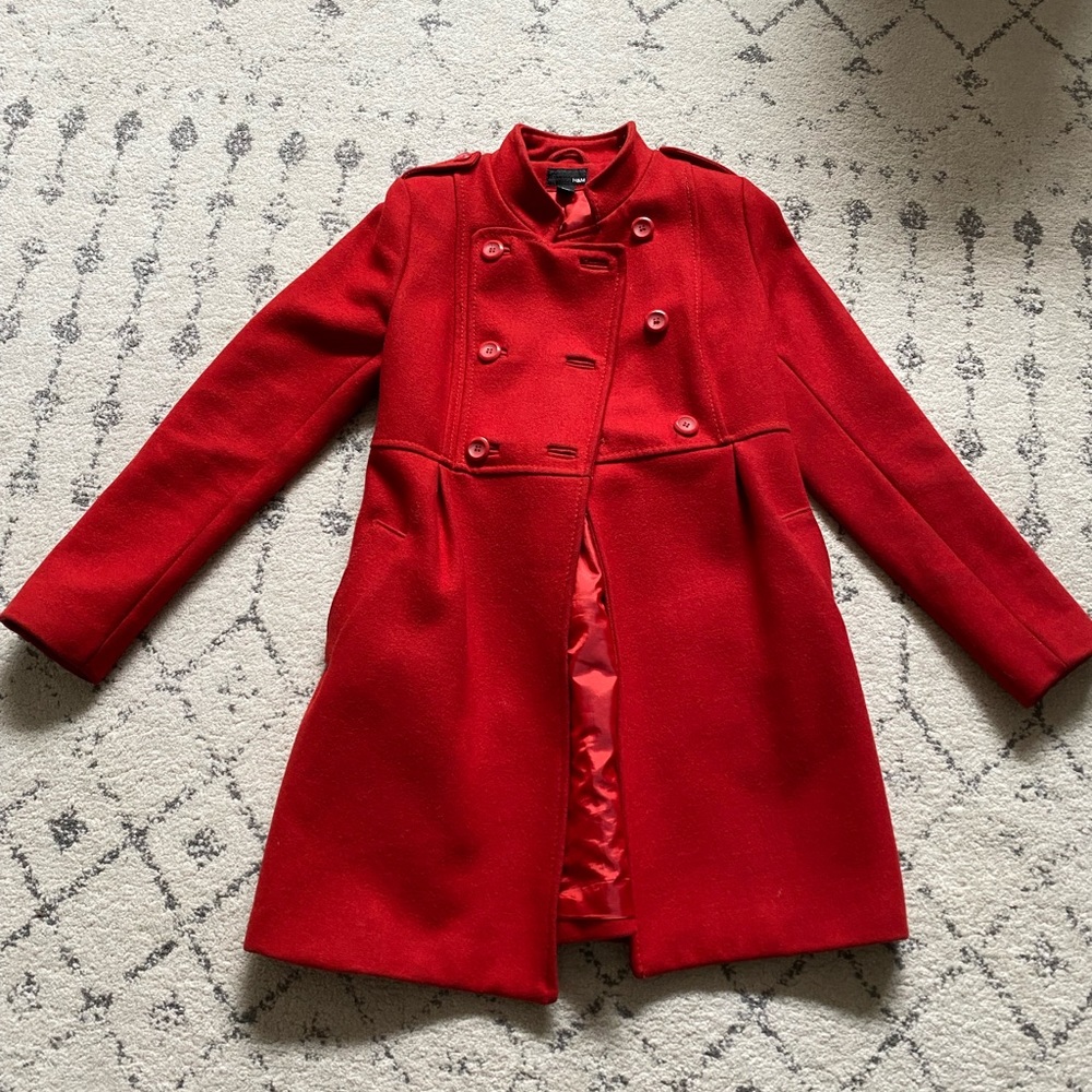 H&M red peacoat
